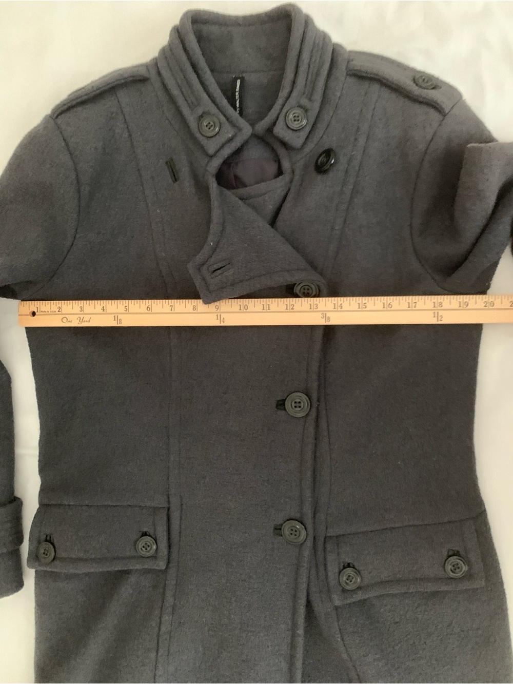 W118 by Walter Baker Wool Blend Coat Gray Asymmetrical Button Front Jacket - Picture 7 of 13